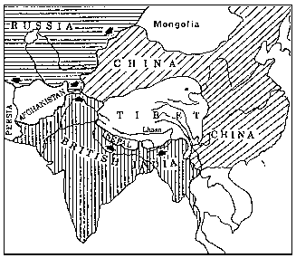 Map of Tibet in Asia